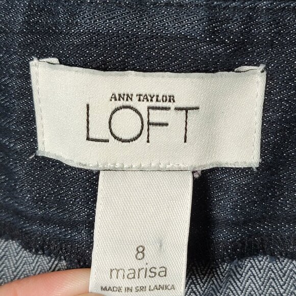 Ann Taylor Loft Blue Marisa Wide Leg Flare Career Work Office Trouser Pants 8 - Picture 10 of 11